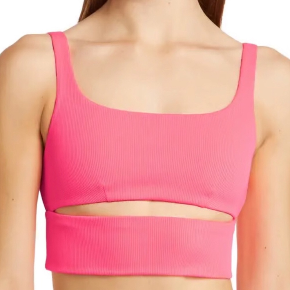 Alo Yoga Slit Bra Fluorescent Pink Coral XS